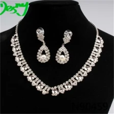 China rhinestone bride wedding jewelry set necklace earrings N90459 manufacturer