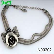 China silver hawaiian flower metal chain choker necklace N90202 manufacturer