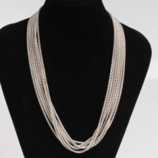 Çin silver layers thin titanium ball chain necklace N90409 üretici firma