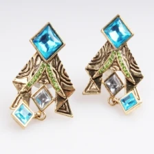 Çin spark crystal elements egyptian clip on earrings E30038 üretici firma