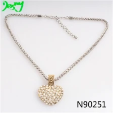 China swarovski crystal anatomical heart gold statement necklace N90251 manufacturer
