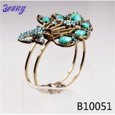 China thin gold ladies colorful gold big peacock design bangle manufacturer