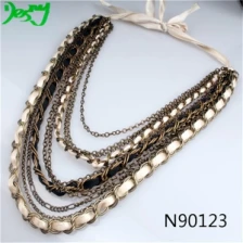 China unique multilayer satin ribbon braided chains neckalce N90123 manufacturer