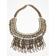 China vintage state charm chunky chain tassel beaded collar necklace manufacturer