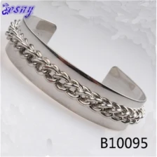 China wholesale charm chain salman khan silver handcuff bracelet B10095 manufacturer