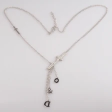 Çin wholesales silver chain letter big cross costume necklace N90357 üretici firma