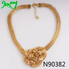 China zinc alloy chains large flower gold statement necklace N90382 manufacturer