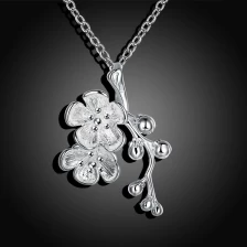 China 925 Sterling Silver Cherry Blossom Flower Necklace NS2 925 silver jewelry supplier china manufacturer