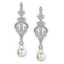 China 925 Sterling Silver Freshwater Cultured Pearl Teardrop Dangle Earrings for Christmas Promotion Hersteller
