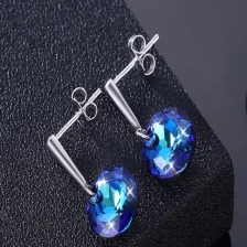 Cina 925 sliver earrings with blue crystals Manufacturer in China produttore