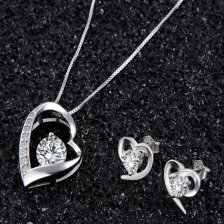 China 925 sterling silver wedding heart zircon wholesale women jewelry set supplier china manufacturer