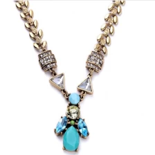 China Blue Shinny Crystal Classical Necklace Modern Pendant Necklace for Wemen /Grils manufacturer