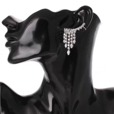 China China Fashion Luxury Zircon Fringe Ear Crawler Teardrop Ear Cuff Wrap Sweep Earrings,Tassel  Fringe Earrings manufacturer