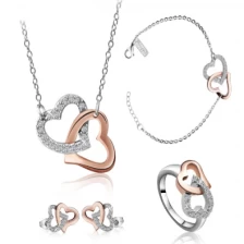 China Custom logo rose gold heart jewelry Stainless steel fashion bridal jewelry sets supplier manufacturer