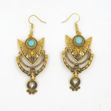 China Europe and the United States new earrings exaggerated national alloy earrings manufacturers wholesale diamond turquoise earrings manufacturer