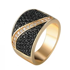 الصين Factory reasonable price black zircon rings 18k gold for men الصانع