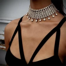 China Fashion Europe Statement Necklace American Woman Costume Rhinestone Choker Collar Necklace Jewelry NA2 manufacturer