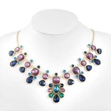 China Modeschmuck Großhandel Blau Rot Schmuck Multicolor Aussage Halskette Hersteller
