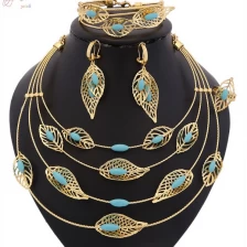 China High Quality Fashion Dubai Gold Leaf Design Green Crystal Jewelry Set Supplier from China manufacturer