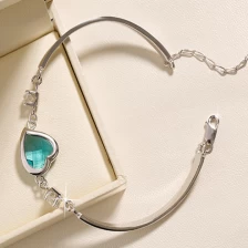 China High Quality Sterling Silver Heart Shape Gemstone Bracelet Bangle Manufacturer in China manufacturer