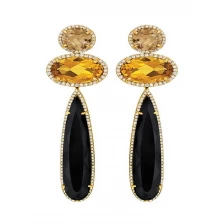 China High quality fashion austrilian stone jewelry long pendant earrings for women,Wedding fashion style CZ bridal long dangle earring jewelry manufacturer