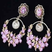 China Hot Sale Imitation Jewellery Europe and the United States pastoral wind luxury soft pottery water drops earrings coins beauty head retro flowers earrings manufacturer