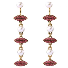 China Long Pendant Designs Pearl Pink Lip shaped Pearl Earrings manufacturer China manufacturer