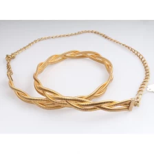 China Metal belt for dress 3 woven elastic goose throat chain 18k gold plating stretch metal waist belt manufacturer