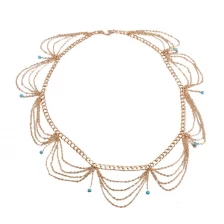 الصين Multilayer Drop Sapphire Waist Chain Body Chain Fashionable Body Jewelry Wholesale الصانع