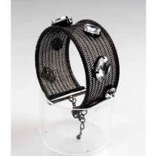 China Net chain jewelry fashion women bangles and bracelets black gunmetal plated net sand belt bangles manufacturer