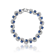 China New Arrive Blue Tennis Bracelet Women Cubic Zirconia Jewelry Bridal Crystal Bangle For Mom And Daughter manufacturer