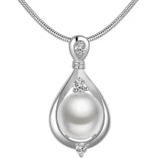 China New Design Pearl Necklace Simple Water-Drop Rhinestone Single Pearl Natural Pearl Necklace Wholesale manufacturer