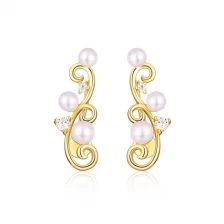 China New S925 sterling silver rattan earrings court retro wild pearl earrings ladies earrings manufacturer