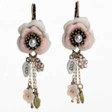 China New Styles Ceramic Flower Antique Triangle Drop Earrings for Women Perfect Valentine's Day Gifts manufacturer