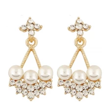 porcelana Nueva boutique ronda perla ventilador pendientes diamantes de imitación señoras joyería moda pendientes fabricante