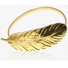 China New design elastic goose throat chain fashion 18k gold plating metal feather stretch waist belt manufacturer