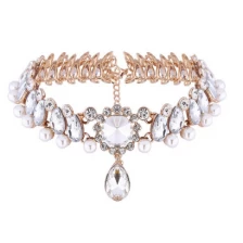 China Pearl Jewelry Chain, Flower Women Choker Necklace Accessory, Rhinestone Pendant Chain as Gift Hersteller