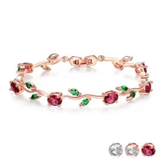 China Wholesale Jewelry Fashion  Bracelet Diamond Bangle Bracelet  Rose Gold  Beautiful Leaves Designed Zircon Crystal Tennis Bracelets Friendly Gift manufacturer
