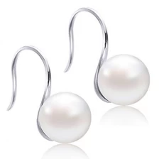 China Women's Classical White Freshwater Cultured Pearl Dangle Earrings Shenzhen Factory manufacturer