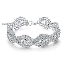 China Womens Silver Plated White Clear Rhinestone Crystal Bracelet Jewelry Supplier manufacturer
