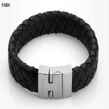 China wholesale custom fashion magnetic clasp handmade genuine mens leather bracelet manufacturer China manufacturer