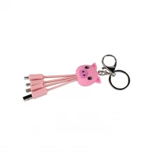 China Custom pvc shape trend keyring cable type c micro usb multi function 4 in1 3 in1 fast charging pd charger keychain cable fabricante