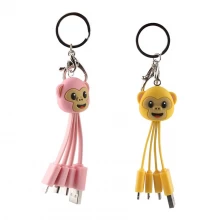 China Customized 3 in 1 Funny Monkey shape multi USB Charging Cable manufacturer