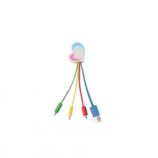China Customized Bespoke Soft PVC Heart shaped Multi USB charging cable adpaters manufacturer