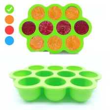 China 10 Cavity FDA approved silicone baby food storage container, BPA free silicone baby food freezer tray manufacturer