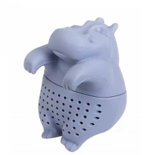 China 100% infusor de chá de silicone de forma de hipopótamo com qualidade alimentar, filtro de chá de silicone e hipopótamo fabricante