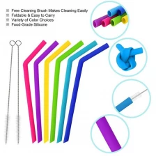 China 6pcs/set BPA Free Silicone Drinking Straws Flexible Silicone Straws with Cleaning Brushes manufacturer