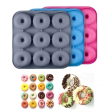 中国 9腔DIY硅胶甜甜圈模具，无毒的FDA硅胶甜甜圈盘 制造商