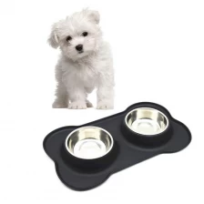 China Removable Stainless Steel Dog Bowl With No Spill Non-Skid Silicone Mat , Pet Bowl For Dogs Cats and Pet manufacturer
