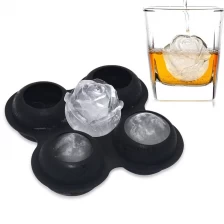 China BHD BPA Gratis Easy Release 4 Holte Whisky Siliconen Rose Ice Ball Maker Mold Grote 2.5 inch Custom Design Rose Ice Cube-trays fabrikant